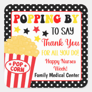 Popping by say Dankeschön Geschenk Quadratischer Aufkleber