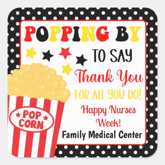 Popping by say Dankeschön Geschenk Quadratischer Aufkleber (Vorderseite)