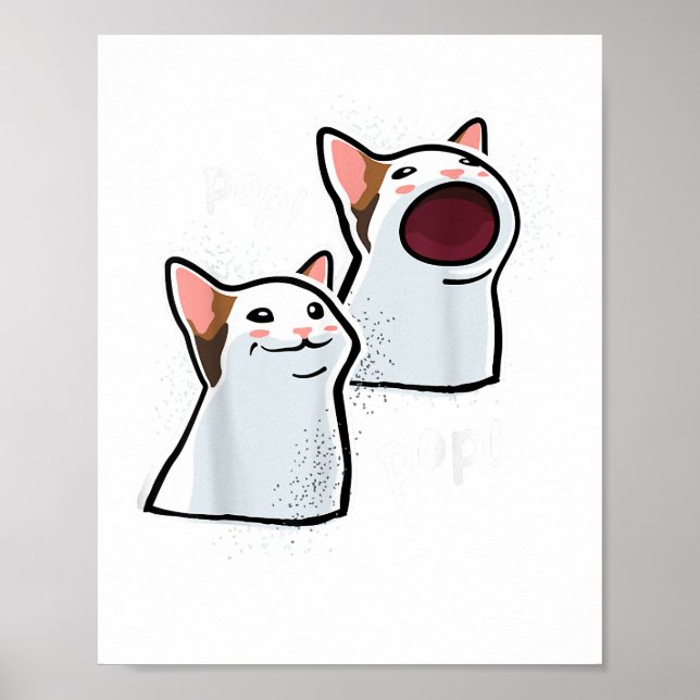 Popping Cat Meme Pop Cat lustige PopCat Poster (Vorne)