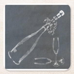 Popping Champagne Cork Rechteckiger Pappuntersetzer