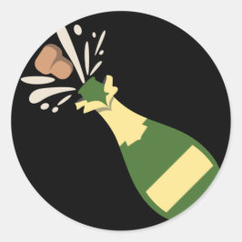 Popping Champagne Emoji Runder Aufkleber