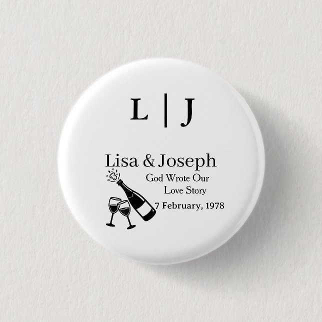 Popping Champagne &Toasting Glasses Party Wedding  Button (Vorderseite)