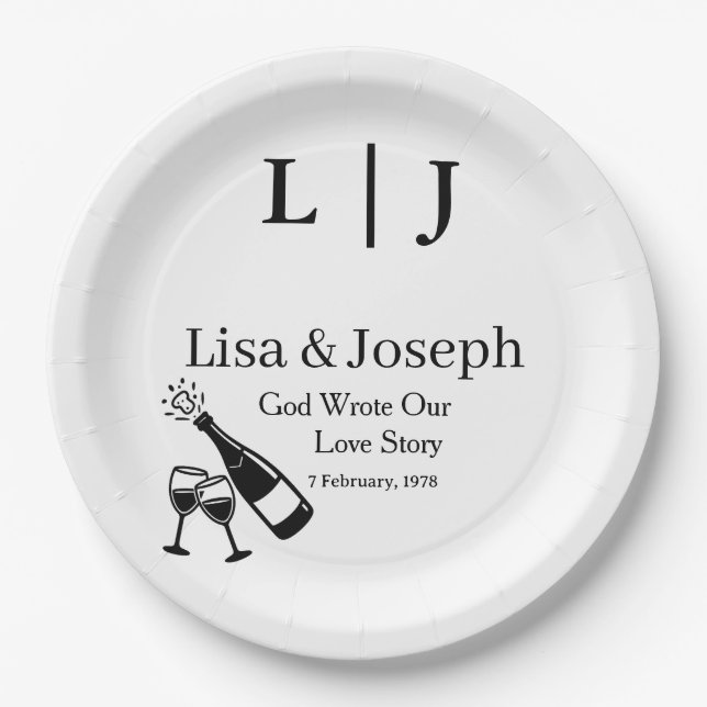 Popping Champagne &Toasting Glasses Party Wedding  Pappteller (Vorderseite)