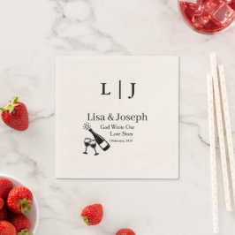 Popping Champagne &Toasting Glasses Party Wedding  Serviette