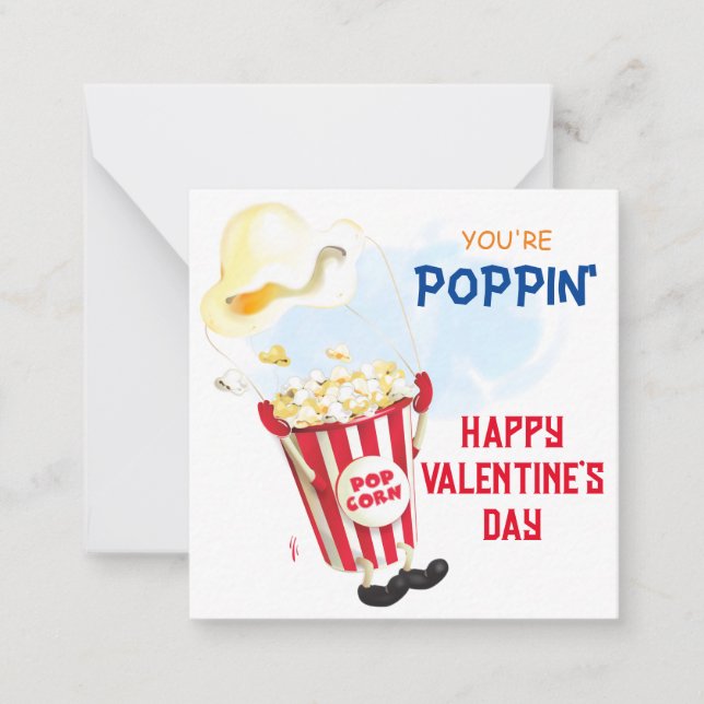 Popping durch Popcorn Valentine Mitteilungskarte (Vorderseite)