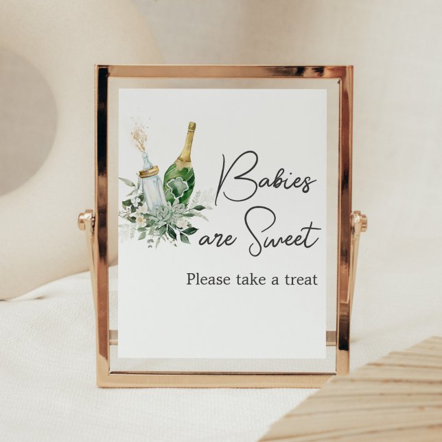 Poppin's Flaschen Babydusche Babys sind süß Poster (Poppin' Baby Bottles Baby Shower Babies are Sweet Sign)