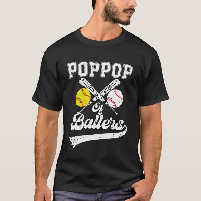 PopPop Of Ballers Softball Baseball Player Father  T-Shirt (Vorderseite)