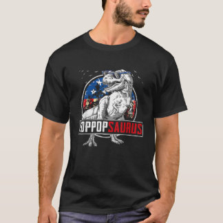 Poppopsaurus Dinosaurier T Rex American Flag Famil T-Shirt