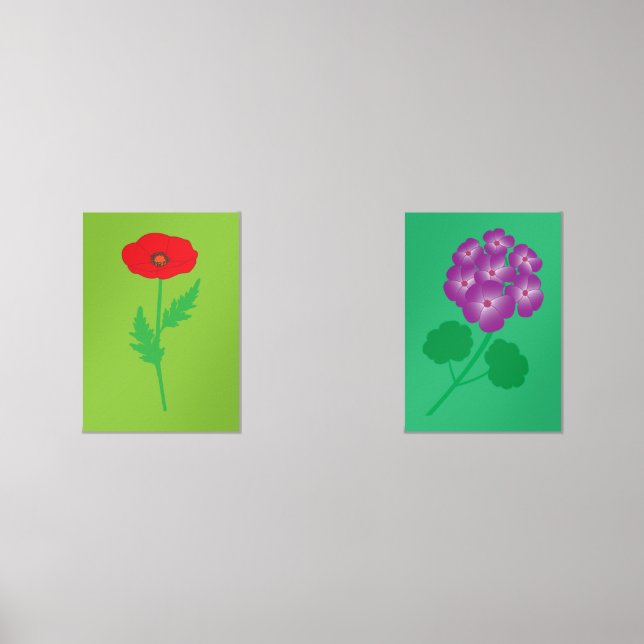 Poppy and Geranium Flowers Bilderwand Sets (Vorderseite)