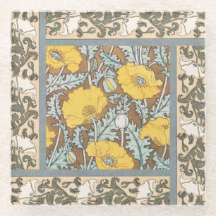 Poppy Art Illustration Blume Nouveau Glasuntersetzer