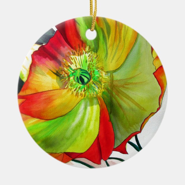 Poppy Art Makro-Mohn Keramik Ornament (Vorne)
