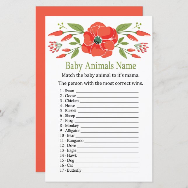 Poppy Baby Animals Name Game (Vorne/Hinten)
