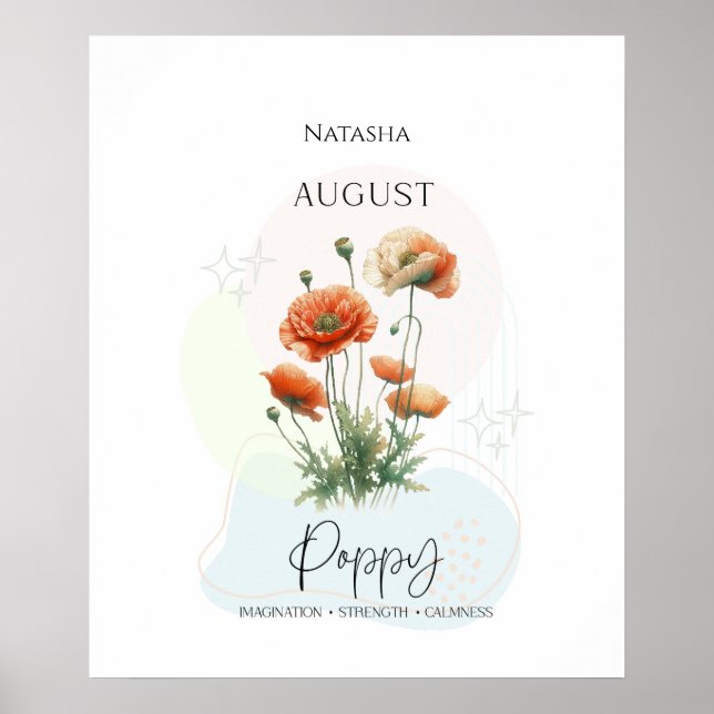 Poppy Birth Blume für August Poster (Vorne)