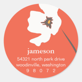 Poppy Blossom Round-Address-Label Runder Aufkleber