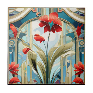 Poppy Blume Art Deco Design Keramik Tile Fliese