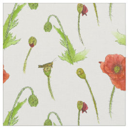 Poppy Blume Botanische Illustration Rote Flora Stoff