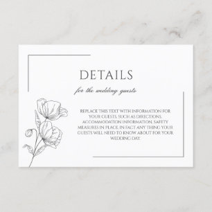 Poppy Blume elegante Hochzeitskarte Begleitkarte