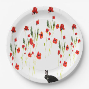 Poppy-Blume Kaninchen Pappteller