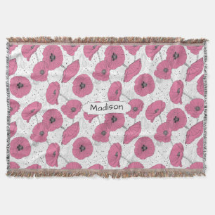 Poppy Blume Muster individuelle Name Decke werfen