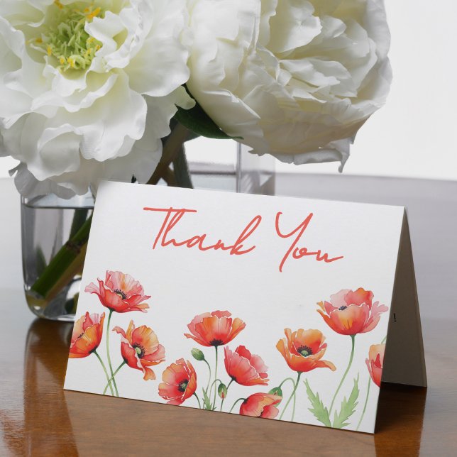Poppy Blume Orange Spring Baby Dusche Dankeskarte (Poppy Flower Orange Spring Baby Shower Thank You Card
)