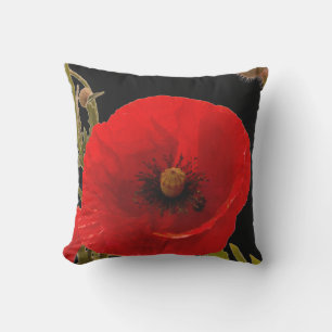 Poppy Blume Rote Abstrakte Gartenanlage Kissen