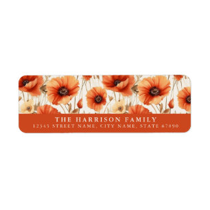 Poppy-Blume-Rücksendeadressen-Aufkleber