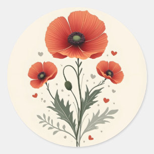 Poppy-Blume Runder Aufkleber