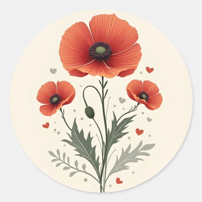 Poppy-Blume Runder Aufkleber (Vorderseite)