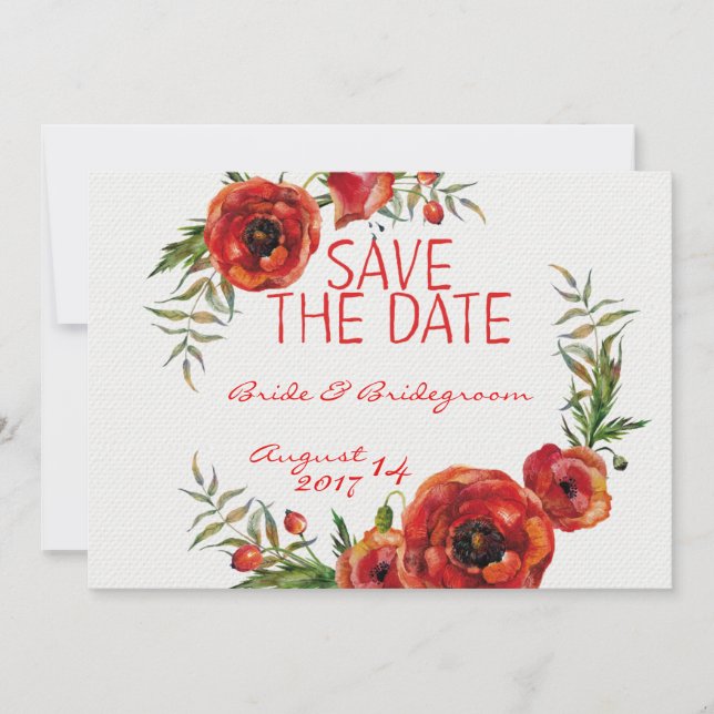 Poppy Blume Save the Date Hochzeit (Vorderseite)