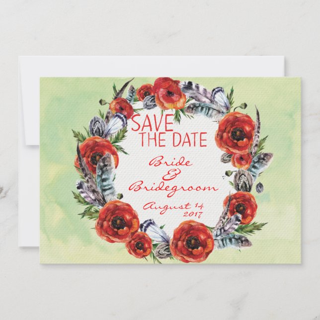 Poppy Blume Save the Date Hochzeit (Vorderseite)