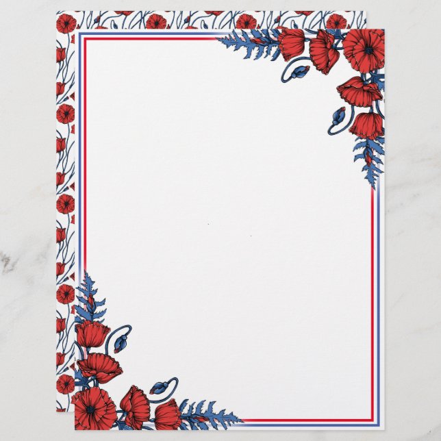 Poppy Bouquet Letterhead (Vorne/Hinten)