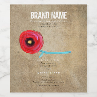 Poppy Bride Wedding Weinetikett