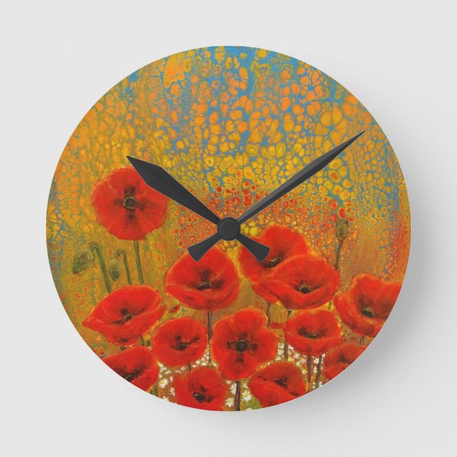 Poppy Clock Runde Wanduhr (Vorderseite)