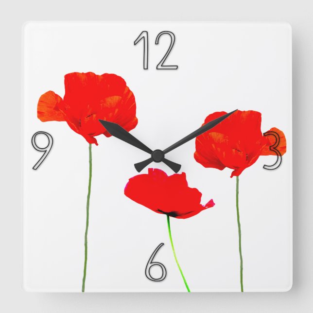 POPPY Collection 05 Wall Clock Quadratische Wanduhr (Vorderseite)