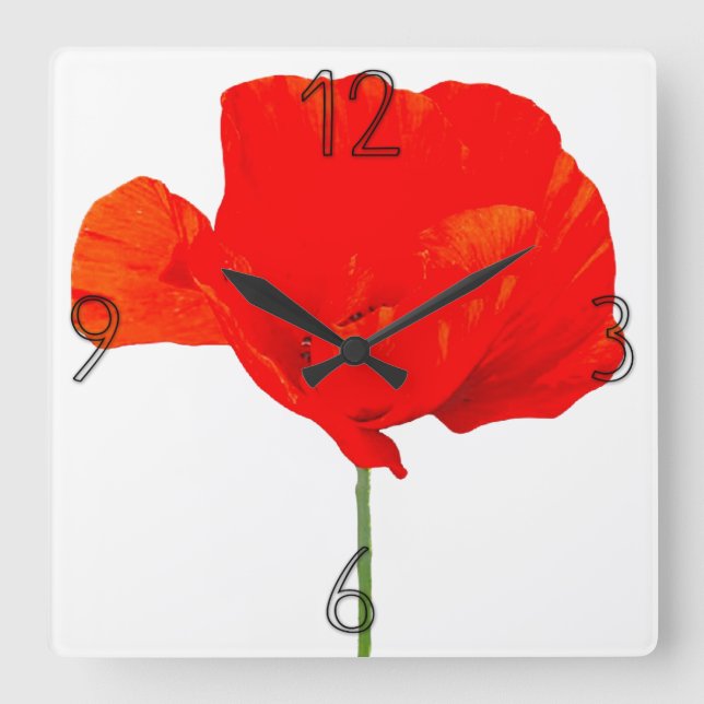 POPPY Collection 06 Wall Clock Quadratische Wanduhr (Vorderseite)