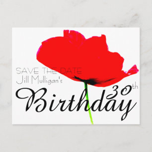 POPPY Collection 30. Geburtstag Save the Date Ankündigungspostkarte
