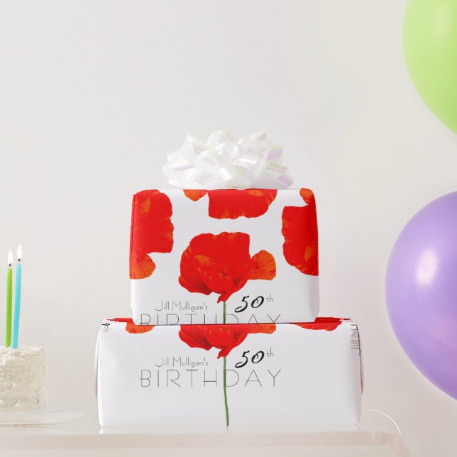 POPPY Collection 50. Geburtstag personalisiert WP Geschenkpapier (Partygeschenke)