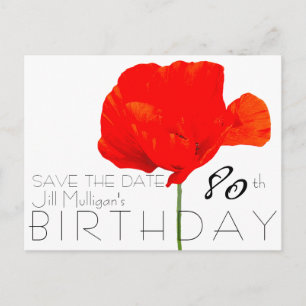 POPPY Collection 80. Geburtstag Save the Date Ankündigungspostkarte