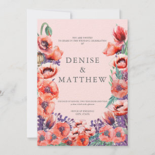 Poppy Collection mit Nosegay Pink Hintergrund Invi Einladung
