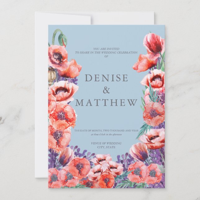 Poppy Collection mit Omphalodes Blue Background Einladung (Vorderseite)