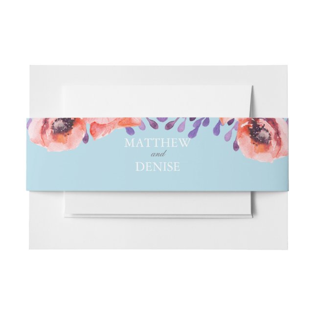 Poppy Collection mit Spun Sugar Blue Hintergrund I Einladungsbanderole (Vorderseite Beispiel)