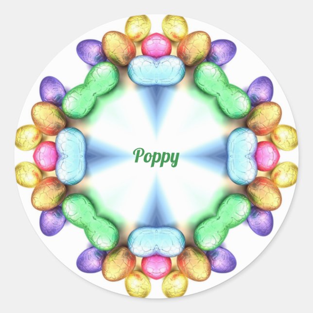 POPPY ~ EASTER WOW! Hübsche Eier Ostergeburt ~ Runder Aufkleber (Vorderseite)