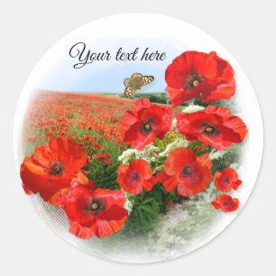POPPY-FELD Fügen Sie Ihren klassischen Rundaufkleb Runder Aufkleber