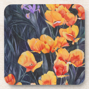 Poppy Field Colorful Impressionistisches Gemälde Getränkeuntersetzer