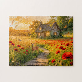 Poppy Field Cottage with Wooden Path Puzzle