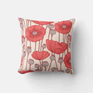 Poppy Field Dance: Nahtlose, florale Rhapsodie Kissen