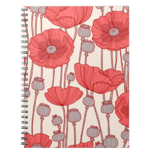 Poppy Field Dance: Nahtlose, florale Rhapsodie Notizblock
