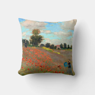 Poppy Field Gemälde von Claude Monet (1873) Kissen