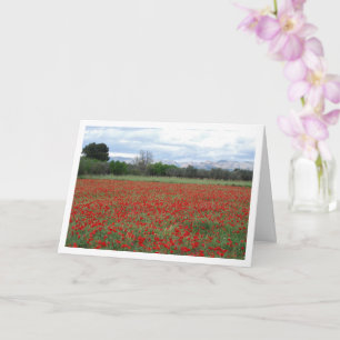 Poppy Field Mountain Landscape Card Karte