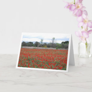 Poppy Field Mountain Landscape Card Karte